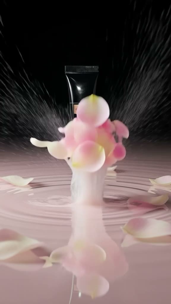 Pétales de rose tombant à la surface de l'eau autour du soin